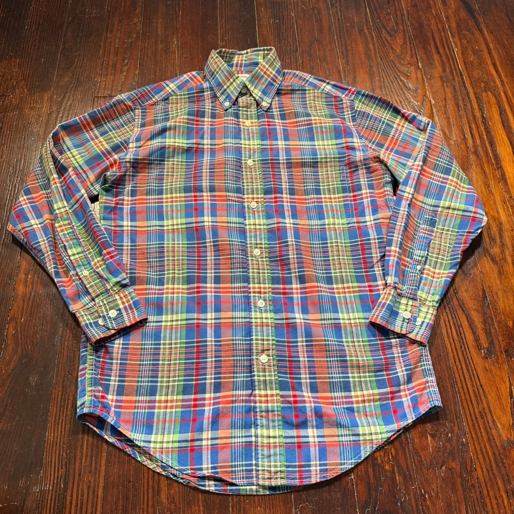 Brooks Brothers Shirt Mens Small Blue Red Green Plaid 346 Long Sleeve - EUC